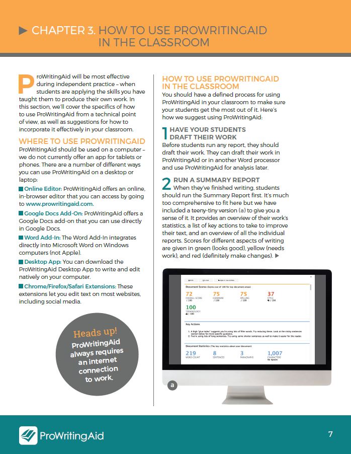 ProWritingAid Teacher's Manual for Edtech development