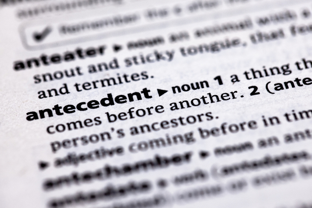 antecedent entry in a dictionary