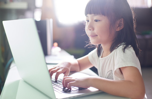 Student on computer