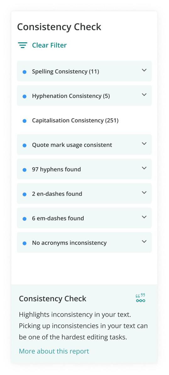 ProWritingAid's Acronym Consistency Report