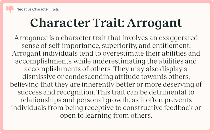 Character Trait Arrogant