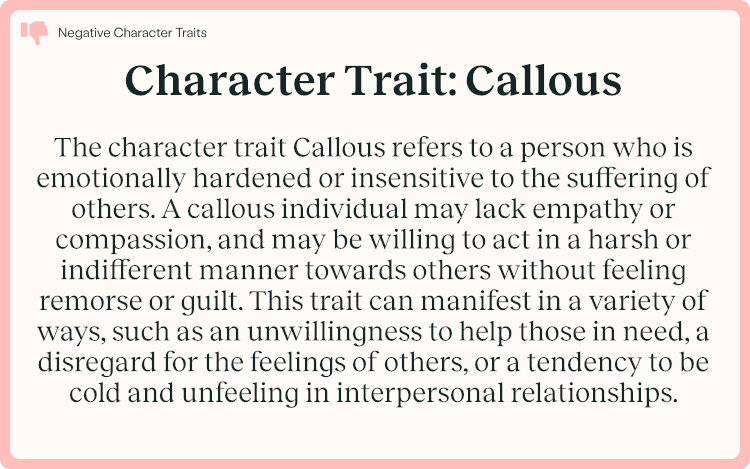 Character Trait Callous