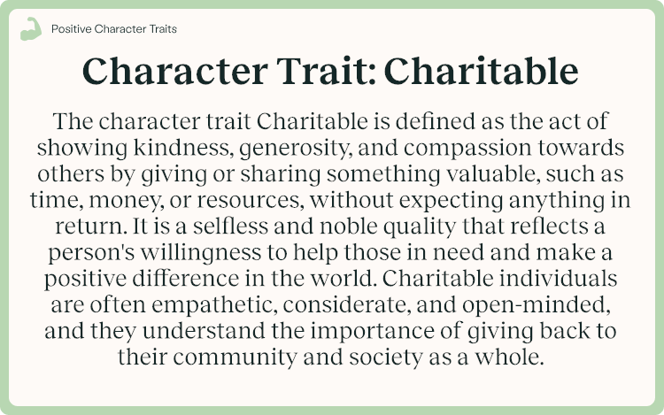 Character Trait Charitable