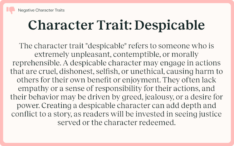 Character Trait Despicable