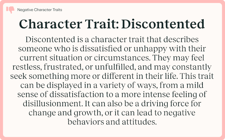 Character Trait Discontented