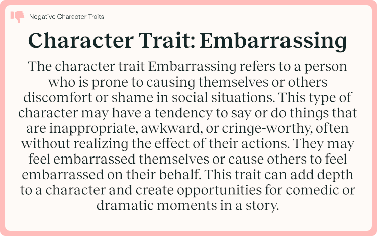 Character Trait Embarrassing