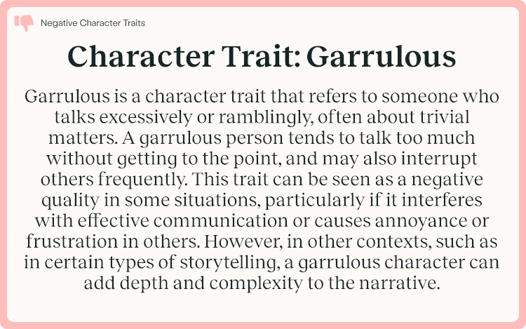 Character Trait Garrulous