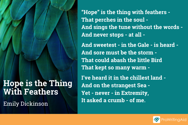 Hope is the thing with feathers by Emily Dickinson