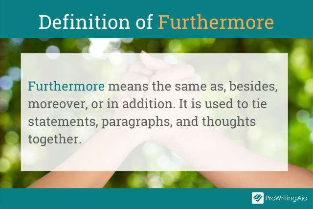 Image showing the definition of furthermore