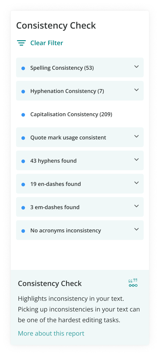 ProWritingAid's consistency check