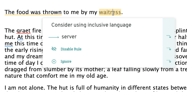 example of inclusive language suggestion