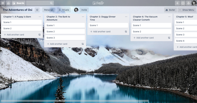 writer's trello board