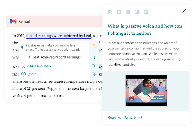 ProWritingAid's Passive voice checker