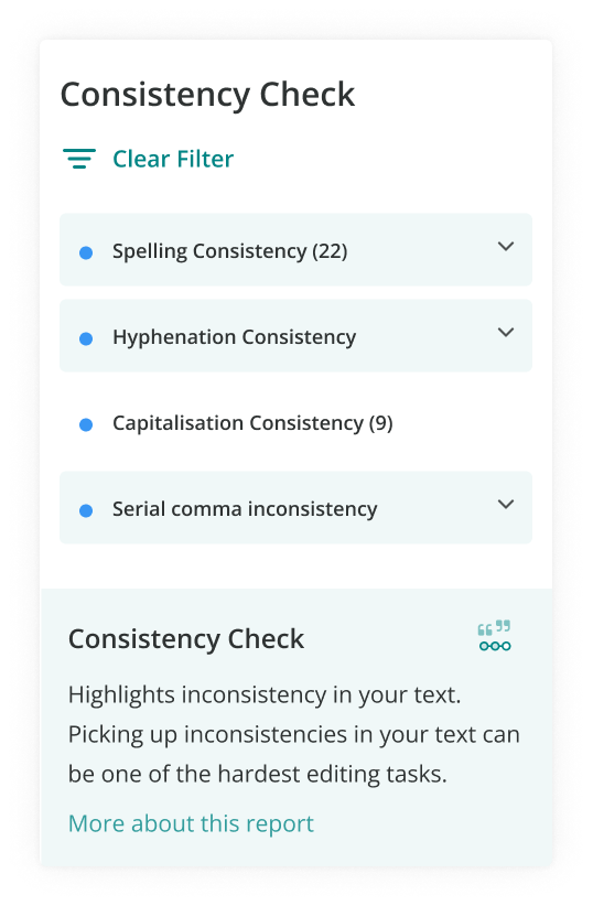 ProWritingAid's Consistency Report