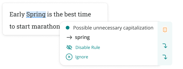 ProWritingAid correcting a capitalization error