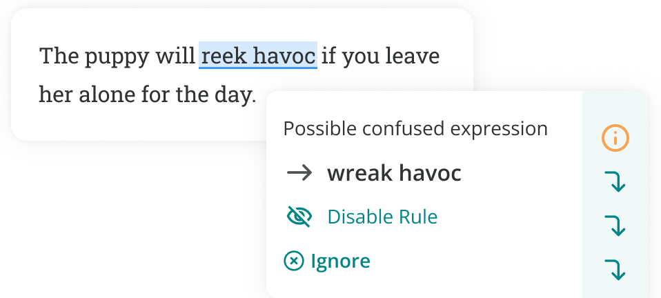 ProWritingAid correcting reek to wreak