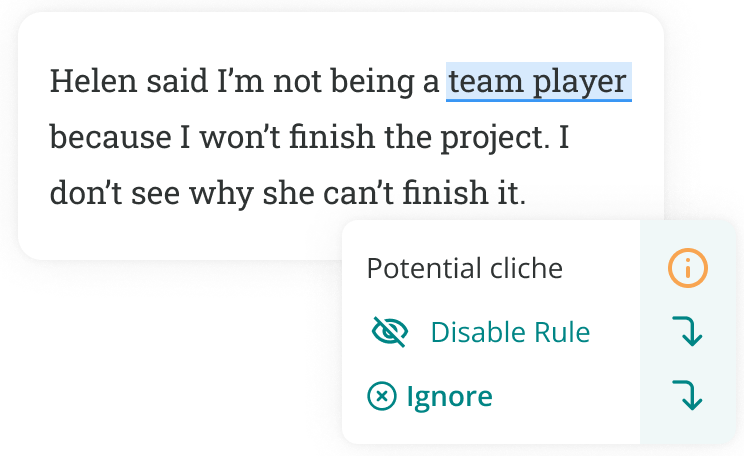 ProWritingAid highlighting a thought-terminating cliche