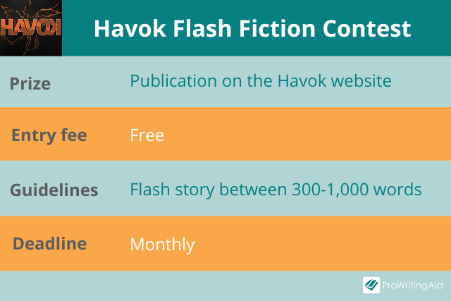 science fiction writing contests havok flash fiction contest