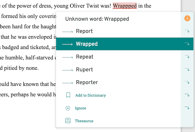 spelling error in ProWritingAid