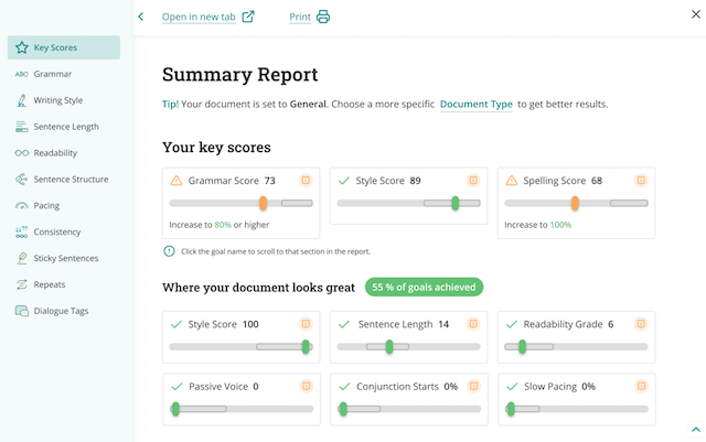 ProWritingAid Summary Report