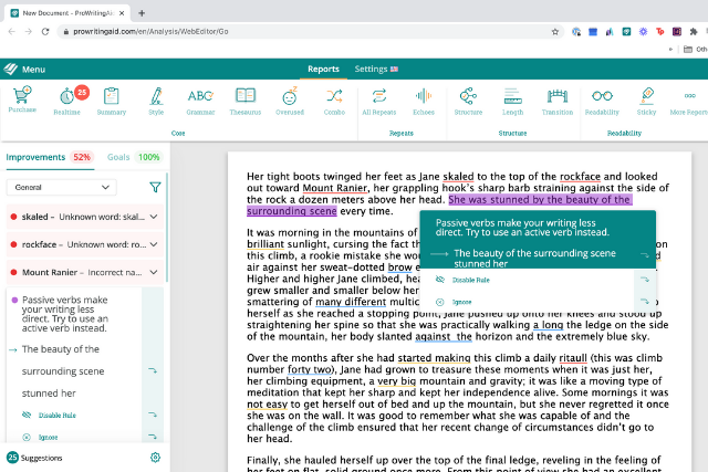 ProWritingAid web editor