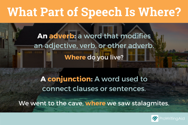 Parts of speech for where